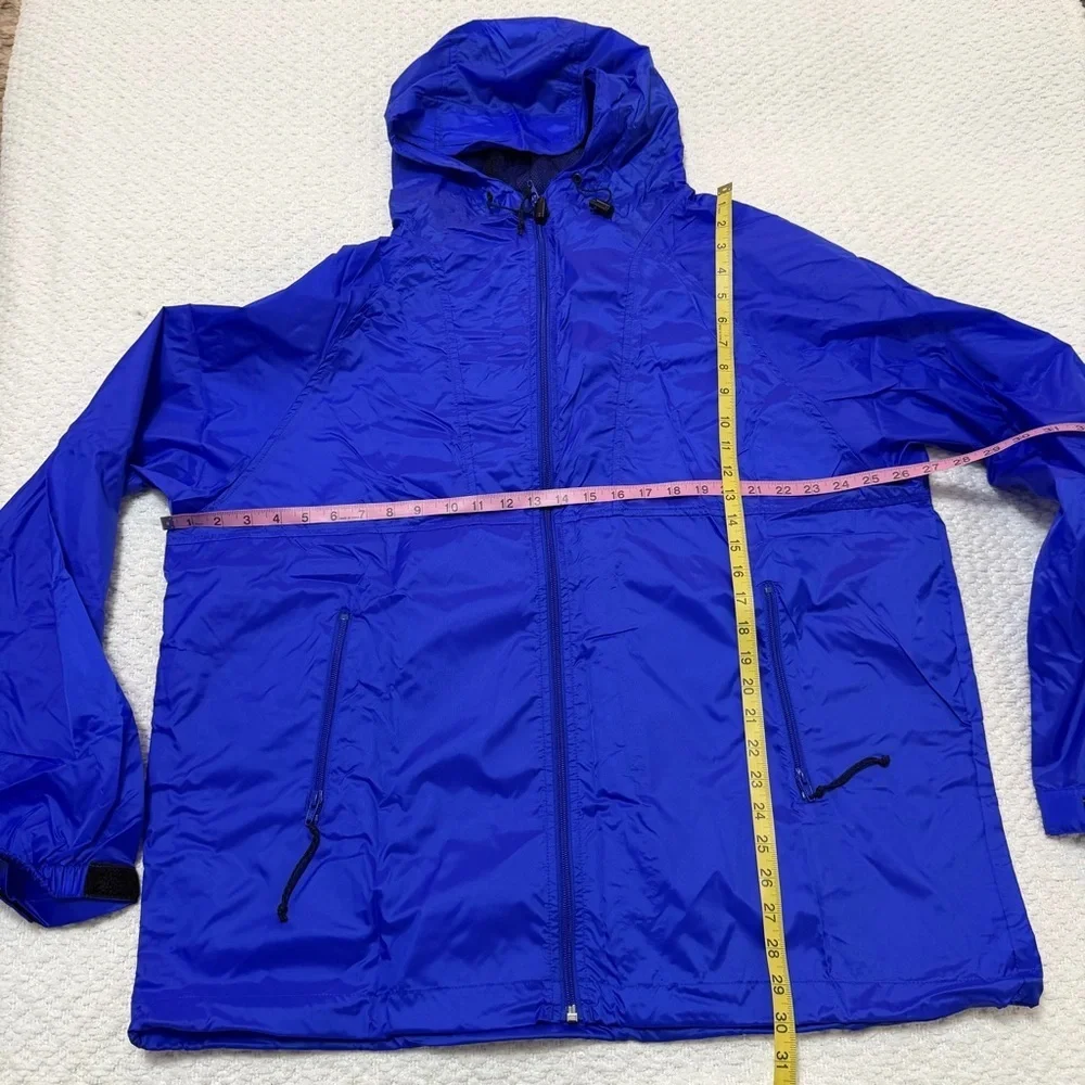 Vintage REI Windpack Packable Royal Blue Jacket Full Zip Hooded Unisex Size XL